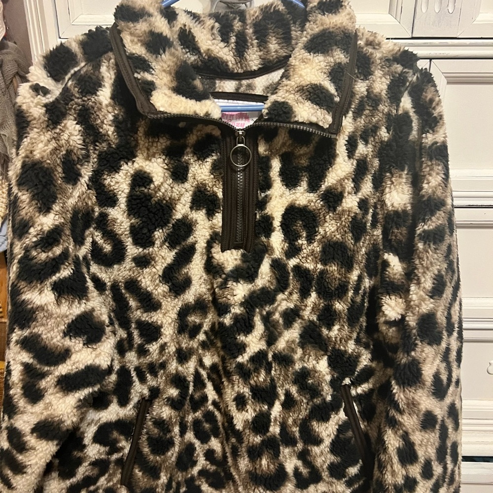 Leopard Print Fleece Jacket